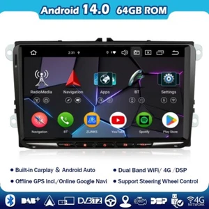 9" Android 14 Autoradio DAB+ für VW Passat Polo Golf 5/6 Tiguan Touran Jetta Seat - Bild 1 von 18