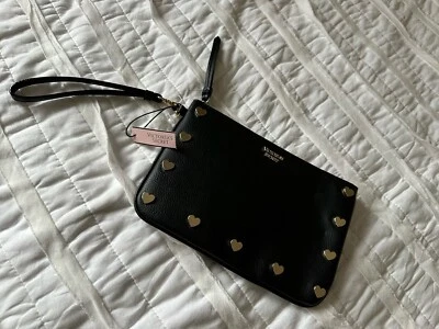 Bolso de cosméticos/maquillaje de corazón de cuero negro y dorado Victoria Secret - Nuevo con etiquetas Foto 1 de 3