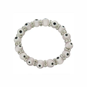 Pulsera de protección de cuentas de cristal de Murano Evil Eye en rosa claro - Imagen 1 de 1