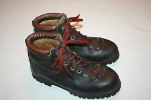 ITALY Vtg VASQUE LACE UP ENGINEER MOUNTAINEERING HIKING BOOTS 6.5 EE Cowhide - Picture 1 of 9