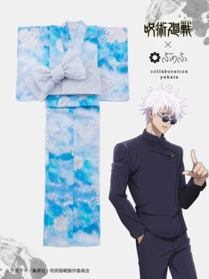 Jujutsu Kaisen Yukata Kimono Satoru Gojo Heko belt set Men's Japan New - Image 1 of 4