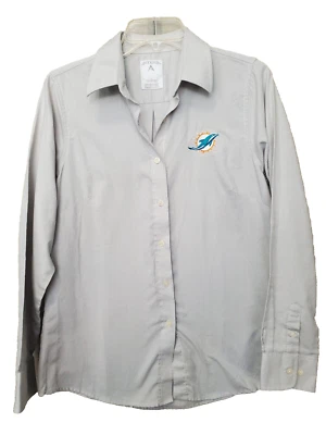 Camisa Antigua Para Mujer Gris Miami Dolphins Manga Larga Abotonada Talla Grande Foto 1 de 4