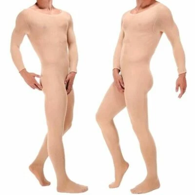 Men's Full Bodystockings Stretch Bodysuit Penis Sheath Jumpsuit Tights Pantyhose - Image 1 of 4