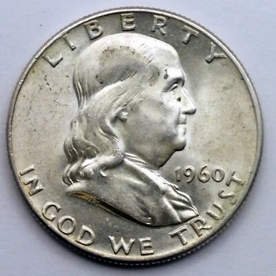 Lotto Di (1) Franklin Mezzo Dollaro 90% Argento Moneta 50C Circ - Au - Immagine 1 di 4