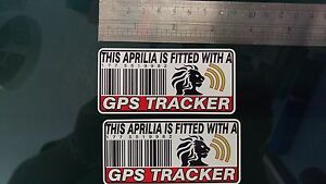 This APRILIA Is Fitted with a GPS Tracker Stickers Decal x2 Alarm Lock Antitheft