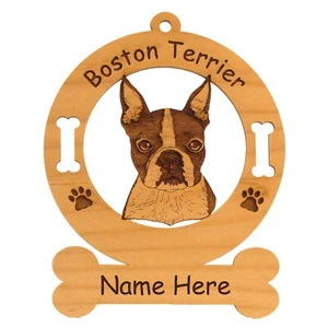 Boston Terrier Cabeza Raza Perro Adorno Personalizado con el Nombre de Tu Perro 1920 - Imagen 1 de 1