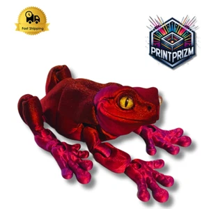 3D Printed Articulated Tree Frog Maroon Sparkle Flexible Joints 9in w/eyes - Picture 1 of 8