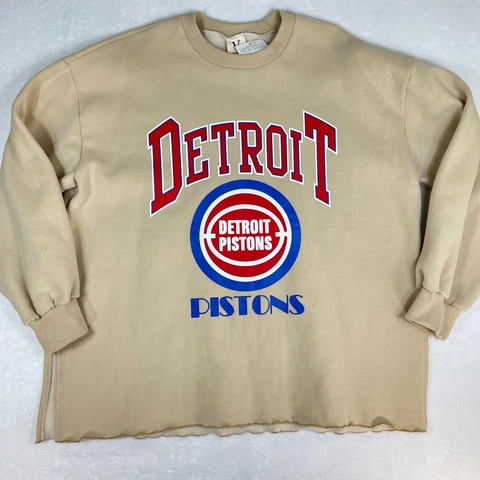 Victoria Sweatshirt Womens Size XL Detroit Pistons NBA Oversize Fleeced Tan Cover
