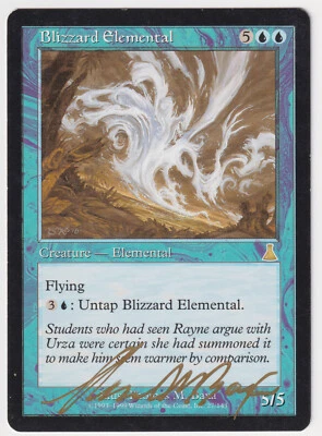 Gold Signed Blizzard Elemental MP Urza's Destiny Artist Thomas M. Baxa 1999 MTG! - Image 1 of 2