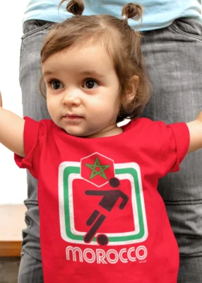 BUZZ SHIRTS BABY oder Kinder MAROKKO Fußball T-Shirt Retro Quadrat 2022 Bio-Kit Weltmeisterschaft