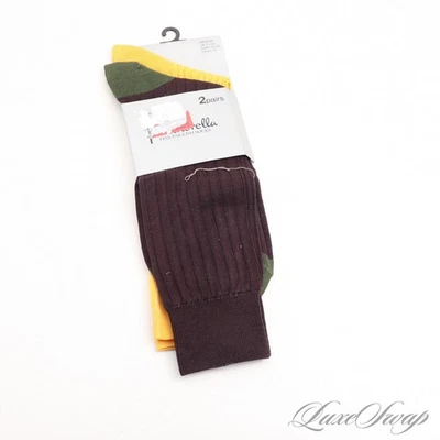 NWT Pantherella Made in England Pack of 2 Gold Black Cap Toe Calf Socks 8.5-11 - Image 1 of 4