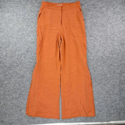 Calça gianni bini feminina tamanho 10 laranja perna larga fenda lateral carreira - Imagem 1 de 4