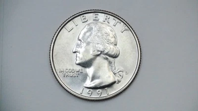 1991 D Washington Quarter Uncirculated BU from mint set **FREE SHIPPING** - Image 1 of 2
