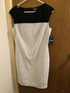 Chaps Womens Size 8 Multicolor Striped Dress Brand New Nwt - Picture 1 of 19