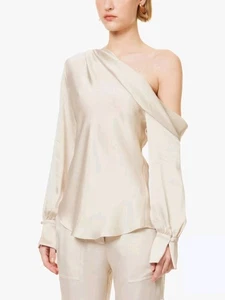 BNWT SIMKHAI Alice asymmetric-neck satin top Size S Uk 8 - Picture 1 of 10