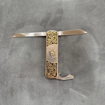 Rare EKA Swedish Brass Handle 3 Folding Blades Pocket Knife Made In Sweden - Image 1 of 4