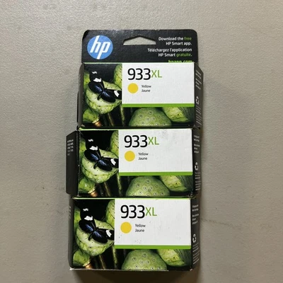 3-HP 933XL Yellow Ink Cartridge CN056AN Sept 2025 Sealed Box - Image 1 of 2