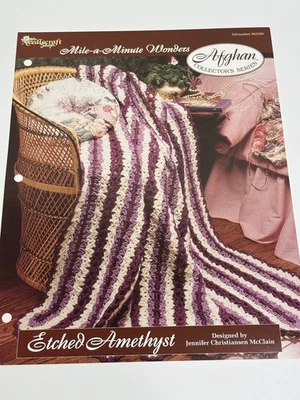 Etched Amethyst Mile A Minute Afghan Crochet Pattern Card Needlecraft Shop - Image 1 of 4