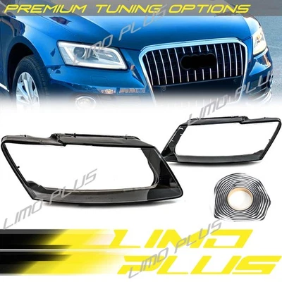 Pair Headlight Lens Covers for Audi Q5 2013-2017 Xenon LED Headlights w/ Sealant Foto 1 de 4