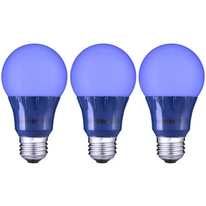 3 Pack Sunlite LED Colored A19 3W Blue Light Bulbs Medium (E26) Base - Picture 1 of 2