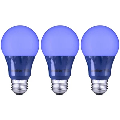 3 Pack Sunlite LED Colored A19 3W Blue Light Bulbs Medium (E26) Base - Image 1 of 2