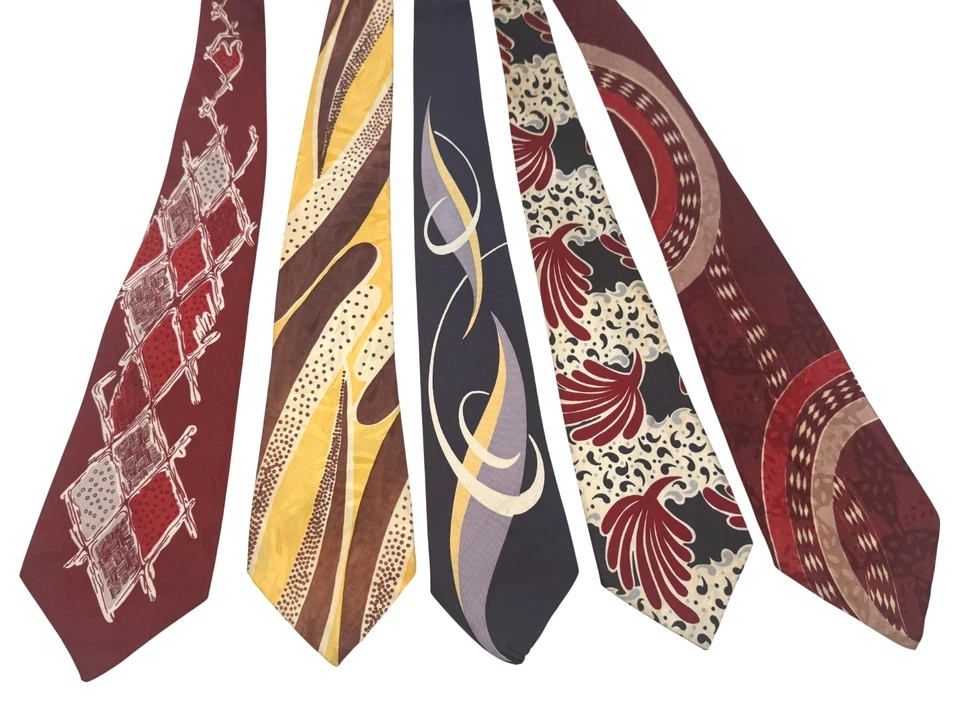 5X  1940s Vintage Men’s Neck Tie Lot | Swing Era Silk Rayon MCM Novelty Neckties - Image 1 of 4