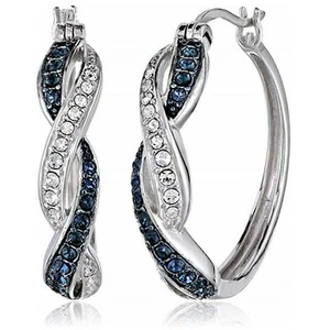 For A Pair/set 925 Hoop Jewelry Sapphire Fashion Earring Women Blue Silver - Picture 1 of 2