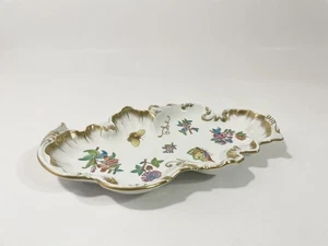 1x Herend Queen Victoria Green Boarder Serving Platter Tray Bowl 32 cm - Picture 1 of 9