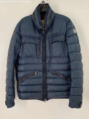 Chaqueta acolchada con bolsillos azules Moncler Norbert autenticada Entrupy talla 2 Foto 1 de 4