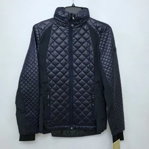 Michael Kors gesteppte Damenjacke mit Kapuze marineblau Kordelzug Taille Größe Small neu mit Etikett - Bild 1 von 23