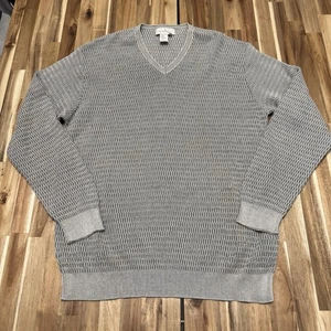 Ermenegildo Zegna Sweater Mens 50 Gray Honeycomb Knit Vneck Italy Pullover - Picture 1 of 5