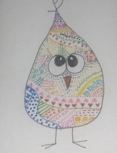 Aceo skurrile niedliche bunte Vogel Kunst Sammelkarte OOAK - Bild 1 von 1