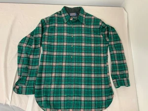 Pendelton, 1960’s Plaid Button up, Green with Red Stripes, Size L, (SR72) - Picture 1 of 12
