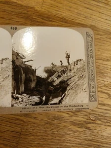 WW1 Stereoscope View Card Photo Destroyed Hun Bunker Hindenburg Assault 416 - Picture 1 of 2