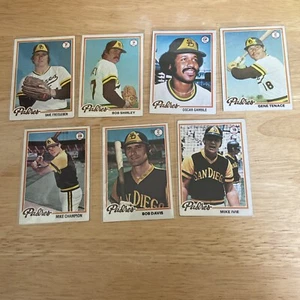 Lote de 7 tarjetas de béisbol 1978 Topps de los Padres de San Diego - Imagen 1 de 2