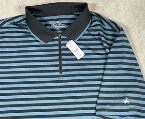 Brooks Brothers Polo Shirt Men 2XLT Blue Performance Short Sleeve Zip NEW $108 - Picture 1 of 6