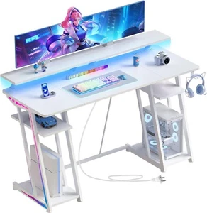 Scrivania Gaming con Luci LED e Prese di Alimentazione Scrivania per Computer con Monitor Stan - Foto 1 di 24