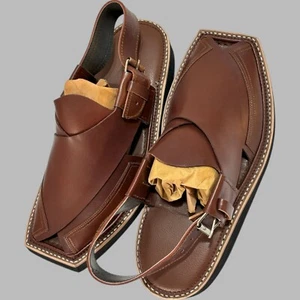 Handgefertigte Herren-Sandalen aus reinem Leder, Kaptaan Chappal weiche Sohle, Größe US 11 - Bild 1 von 7