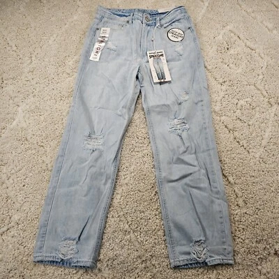 GOGO Womens Jeans High-Rise Straight Distressed Size 9 Jr 30x28 Light Wash Blue - Image 1 of 4
