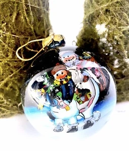 Vintage JUMBO handgeblasenes & bemaltes Glas Weihnachtsschmuck Mitternachtsschneemänner 5"" - Bild 1 von 10