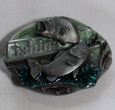 Fishing Vintage Belt Buckle 1991 Arroyo Grande Nature Wilderness USA Made - Image 1 of 4