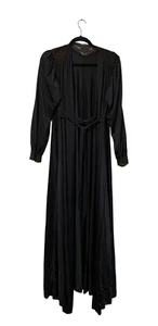 Vintage Robe, Vintage Olga 9788 Black Nylon Satin & Lace Dressing Gown Peignoir - Picture 1 of 7