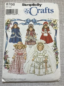Simplicity Crafts 8766 Puppenkleidung Schnittmuster Vintage ungeschnitten - Bild 1 von 4