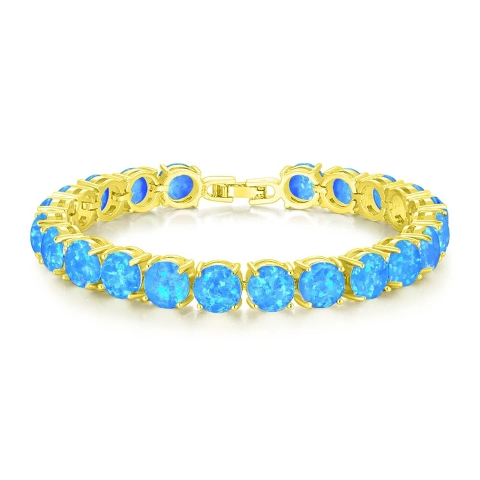 Pulsera redonda de ópalo azul de 8 mm Hawaii 925 con astilla de ley joyería para mujeres niñas Foto 1 de 1