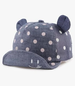Baby Boy / Toddler Boy Baseball Cap Hat w bear ears & foldable brim (6-24m) - Picture 1 of 8