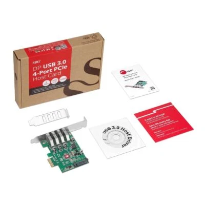 SIIG JU-P40A11-S1 4 Port USB 3.0 Type A 5Gbps Low Profile PCIe Expansion Card - Image 1 of 4