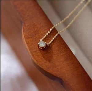 1.00Ct Round Cut Lab Created Diamond Solitaire Pendant 14K Yellow Gold Plated - Picture 1 of 3