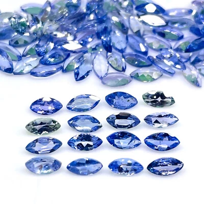 Lote de 15 piedras preciosas sueltas brillantes corte marquesa de tanzanita natural de 5x2,5 mm Foto 1 de 4