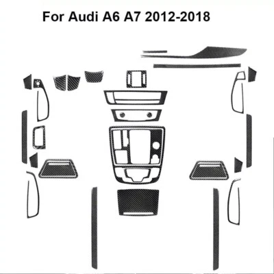 Kit completo de 32 piezas de pegatinas de cubierta interior de fibra de carbono para Audi A6 A7 2012-2018 Foto 1 de 4