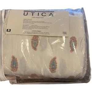 Vintage Utica Twin Sheet Set Flannel Mecca Multicolor Paisley NEW - Picture 1 of 3